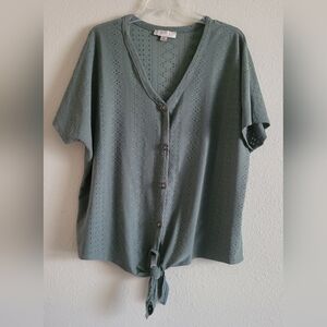 Women's Green Button-Up Top